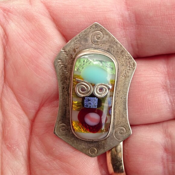 Sterling Silver Large Hand Designed Pierced Earrings Signed - Picture 5 of 8